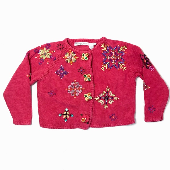 Michael Simon Vintage Sweater Cardigan Red Snow - Picture 1 of 12